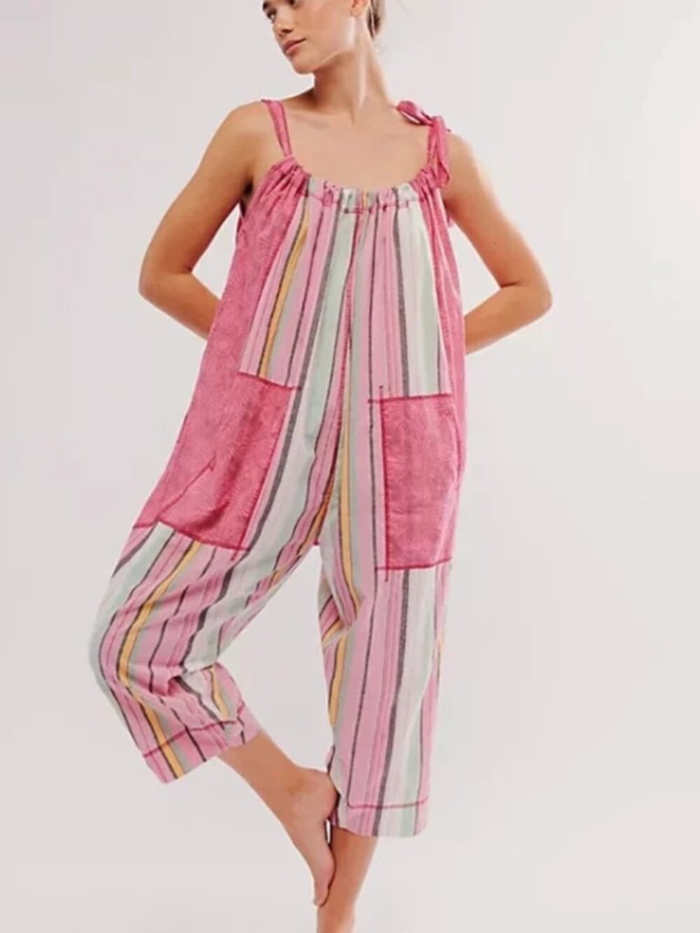 Free People Dream In Color Convertible Jumpsuit Striped Printed XS
